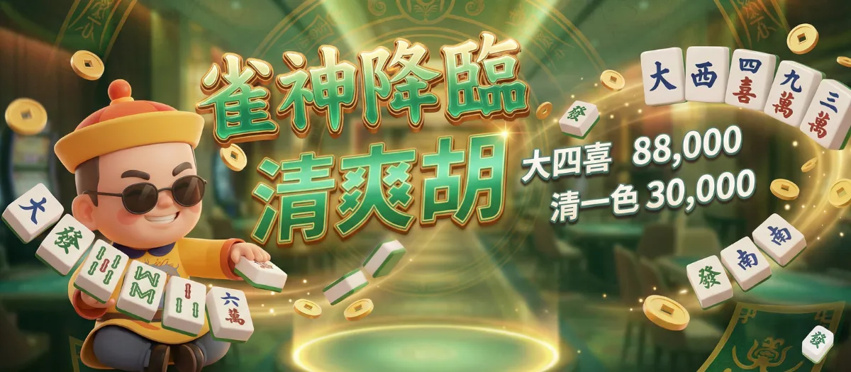雀神降臨麻將遊戲活動：大四喜 88000、清一色 30000 獎勵，線上麻將清爽胡